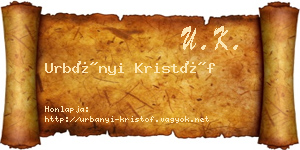 Urbányi Kristóf névjegykártya