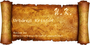 Urbányi Kristóf névjegykártya